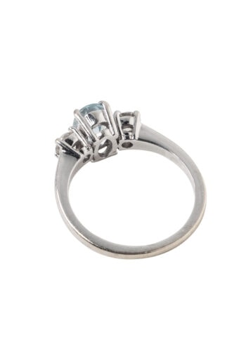Um 1970 – Trilogie Ring mit Diamanten und Aquamarin – Bild 4