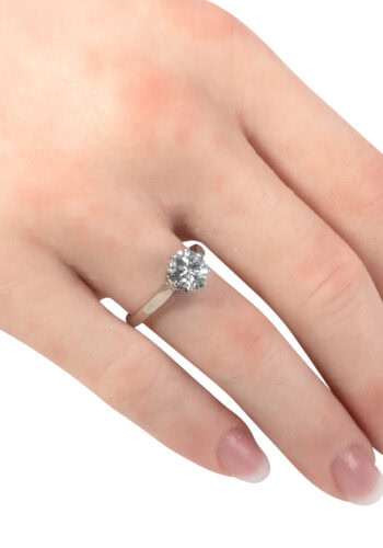 Um 1950 - Einkaräter Brillant Solitär Verlobungsring, mit Diamantprüfbericht! – Bild 3