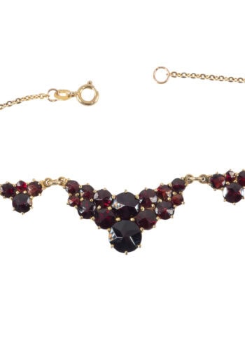 Um 1960 – Granatcollier in Gold gefasst – Bild 4