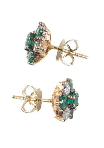 Um 1960 – Vintage Smaragd-Diamantohrringe – Bild 4