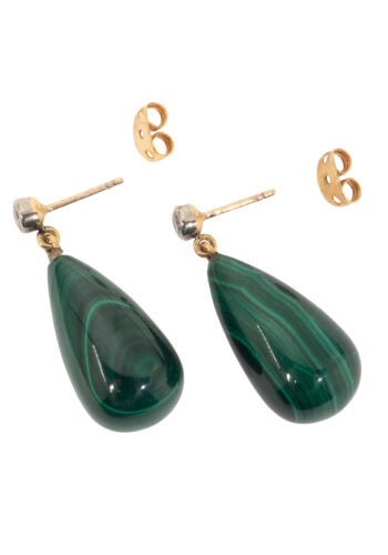 Vintage – Malachit-Diamant-Ohrringe – Bild 4