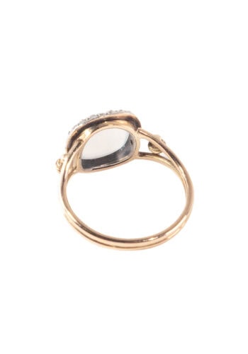 Um 1900 - 18 ct. Gold Ring / Verlobungsring mit Mondstein & Diamanten, aus dem viktorianischen England – Bild 4