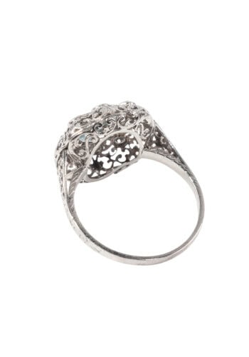 Um 1940 – Aquamarinring mit Diamanten – Bild 4