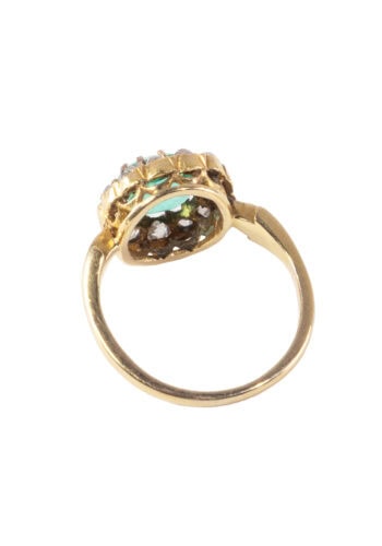 Um 1900 – Smaragdring mit Diamanten – Bild 4