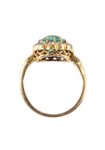Um 1900 – Smaragdring mit Diamanten – Bild 5