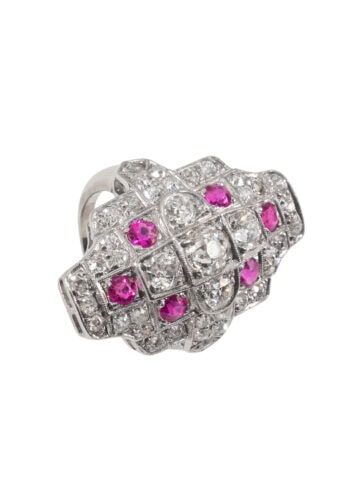 Um 1970 – Vintage Diamant Ring mit Rubine – Bild 3