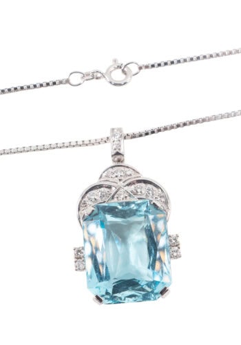 Um 1930 – Aquamarin Anhänger mit Diamanten – Bild 4