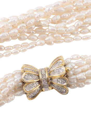 Um 1980 – Keshi Perlencollier mit Diamantverschluss – Bild 5