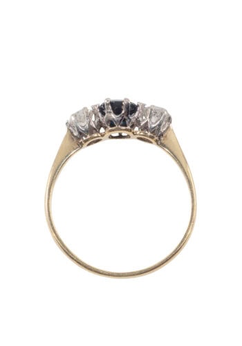 Um 1930 – Trilogy Ring mit Saphir und Diamanten – Bild 5