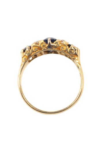 Datiert 1903 – Edwardianischer Saphirring mit Diamanten – Bild 5