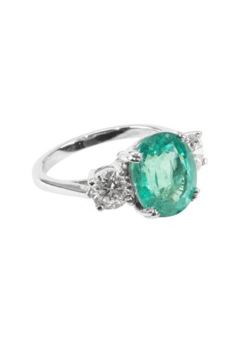 Um 1970 – Vintage Smaragdring mit Diamanten – Bild 3