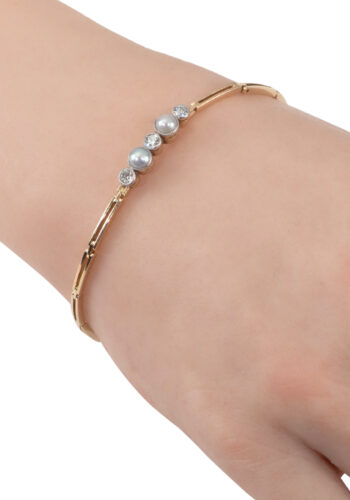 Um 1910 – Art Nouveau Armband mit Perlen und Diamanten – Bild 3