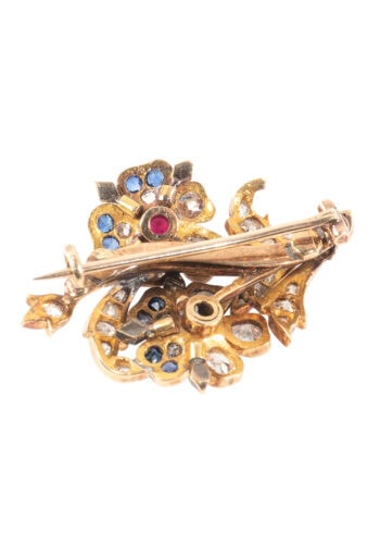 Um 1870 – Diamantbrosche in Blütenform – Bild 4