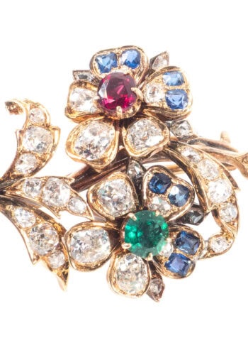 Um 1870 – Diamantbrosche in Blütenform – Bild 5