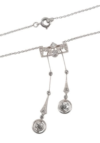 Um 1920 – Art Déco Collier mit Diamanten – Bild 3