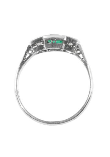 Um 1930 – Trilogy Ring Smaragd und Diamanten – Bild 5
