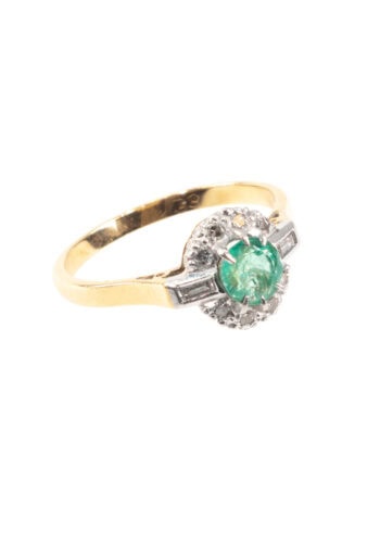 Um 1960 – Entourage Ring mit Smaragd und Diamanten – Bild 3