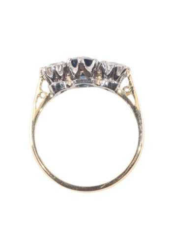 Um 1950 – Trilogy Ring mit Saphir und Diamanten – Bild 5