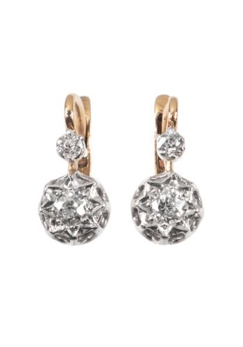 Um 1900 – Ohrringe „Dormeuse“ mit Diamanten