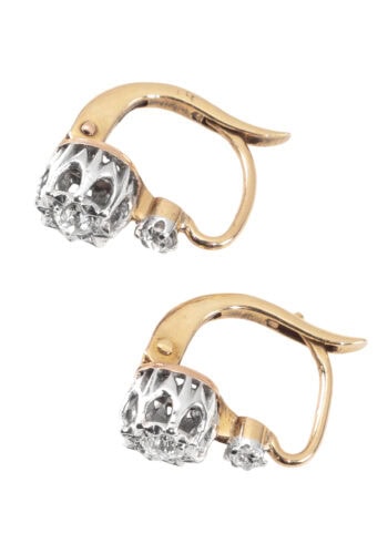 Um 1900 – Ohrringe „Dormeuse“ mit Diamanten – Bild 3