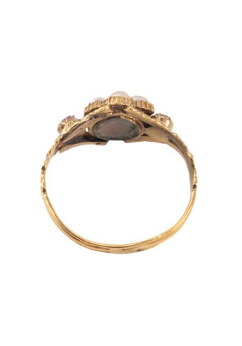 Um 1870 – Viktorianischer Ring mit Rubine und Perlen – Bild 4