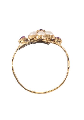 Um 1870 – Viktorianischer Ring mit Rubine und Perlen – Bild 5