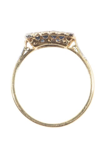 Um 1920 – Art Déco Ring mit Saphir und Diamanten – Bild 5