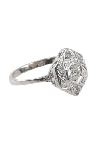 Um 1930 – Art Déco Ring mit Diamanten – Bild 3