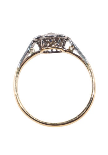 Um 1920 – Art Déco Ring mit Diamanten und Saphir – Bild 5