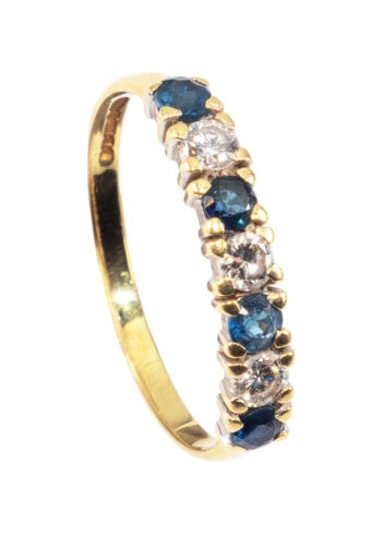 Um 1989 - Vintage Ring mit Saphiren und Diamanten