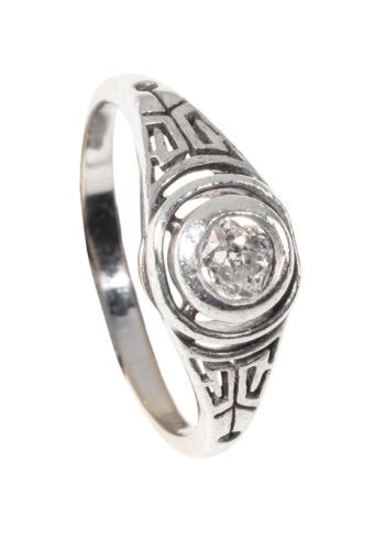 Um 1930 – Art Déco Verlobungsring mit Diamantsolitär