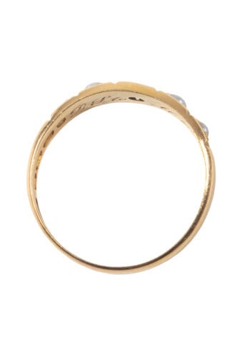 Datiert 1904 – Edwardianischer Ring mit Perlen und Diamant – Bild 5