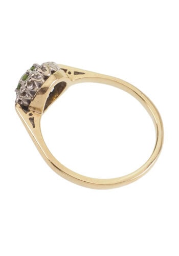 Datiert 1962 – Peridot & Diamanten Daisy Vintage Verlobungsring – Bild 4