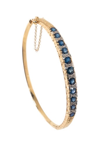 Um 1980 – Vintage Saphir Armreif mit Diamanten