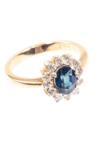 Um 1960 – Entourage Ring mit Saphir und Diamanten – Bild 3