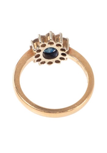 Um 1960 – Entourage Ring mit Saphir und Diamanten – Bild 4