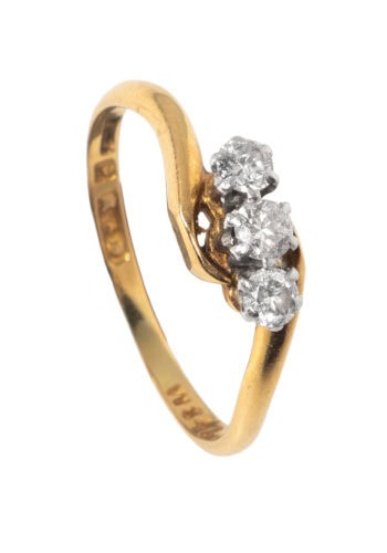Um 1910 – Art Nouveau Ring mit 3 Diamanten