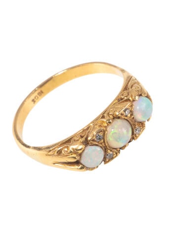 Um 1900 – Edwardian Ring mit Opalen und Diamanten – Bild 3