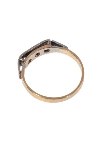 Um 1920 – Art Déco Ring mit Diamanten und Saphir – Bild 3