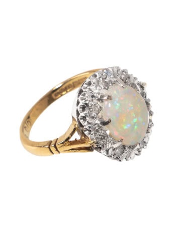 Datiert 1973 – Vintage Ring mit Opal und Diamanten – Bild 3