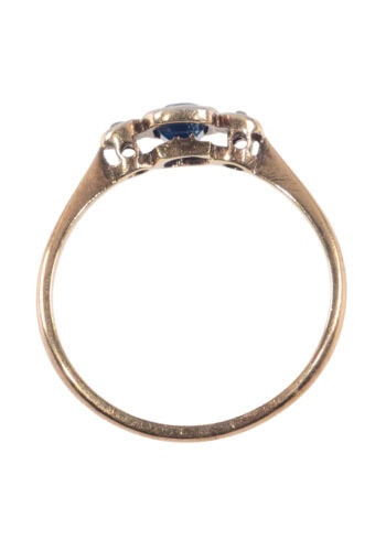 Um 1920 – Trilogy Ring mit Saphir und Diamanten – Bild 4