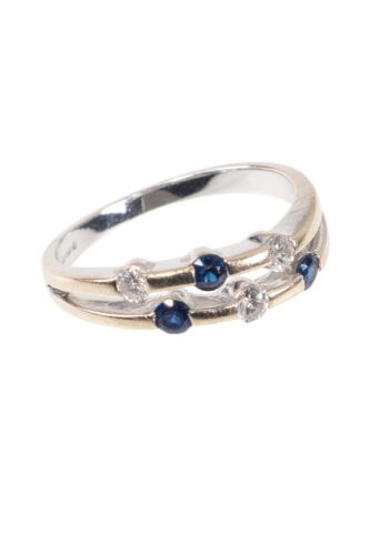 Um 1990– Goldring mit Saphiren und Diamanten – Bild 3