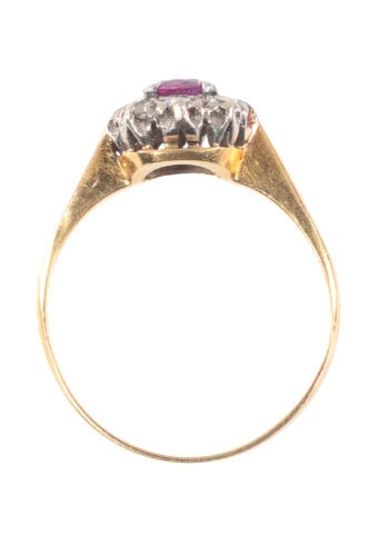 Um 1930 – Entourage Ring mit Rubin und Diamanten – Bild 5