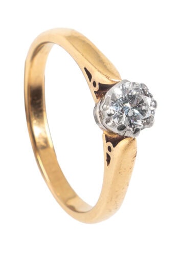 Um 1950 – Verlobungsring mit Diamantsolitär