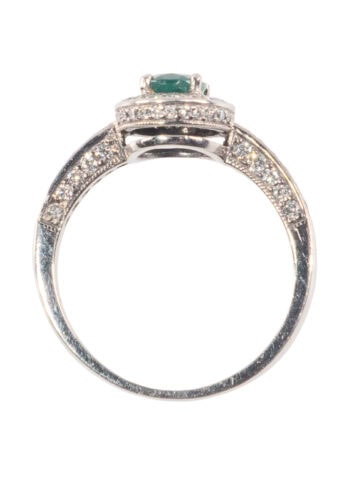 Um 1980 – Entourage Ring mit Smaragd und Diamanten – Bild 5