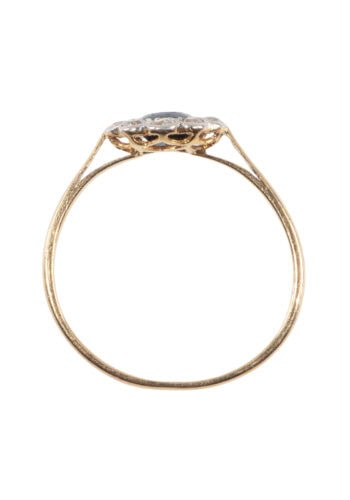 Um 1920 – Art Déco Ring mit Saphir und Diamanten – Bild 5