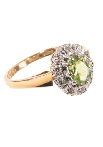 Um 1950 – Entouragering mit Peridot und Diamanten – Bild 3