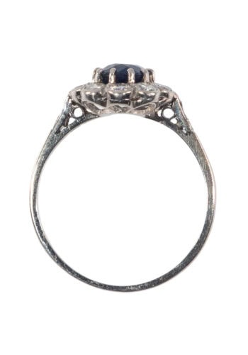 Um 1950 – Entourage Ring mit Saphir und Diamanten – Bild 5