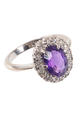Um 1950 – Entourage Ring mit Amethyst und Diamanten – Bild 3