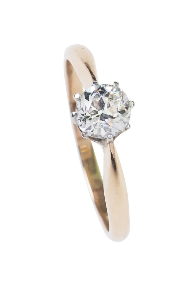 Vintage Verlobungsring mit Diamantsolitaire im Brillantschliff aus 14 Karat Gold